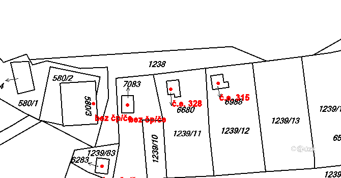 Cheb 328 na parcele st. 6680 v KÚ Cheb, Katastrální mapa