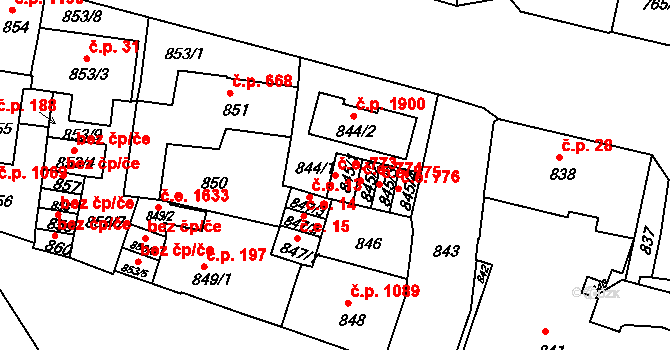 Děčín IV-Podmokly 773, Děčín na parcele st. 845/1 v KÚ Podmokly, Katastrální mapa