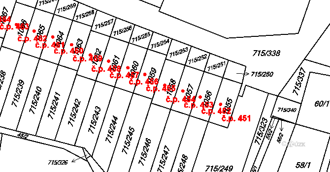 Výškovice 454, Ostrava na parcele st. 1058 v KÚ Výškovice u Ostravy, Katastrální mapa