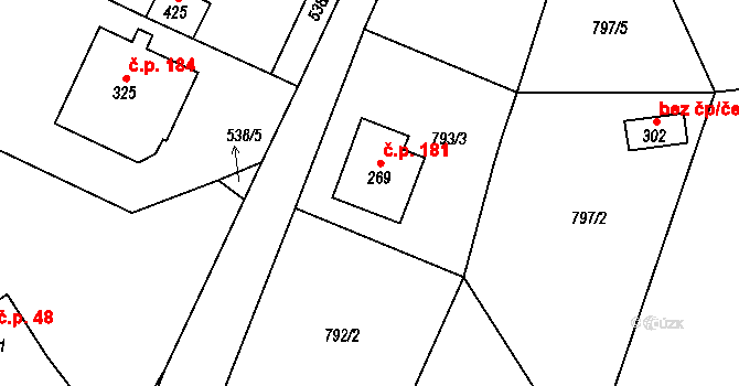 Lukavička 181, Lukavice na parcele st. 269 v KÚ Lukavice, Katastrální mapa
