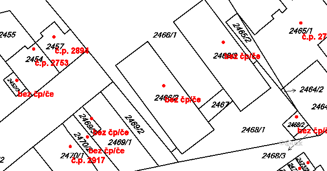 Chomutov 45024294 na parcele st. 2466/2 v KÚ Chomutov II, Katastrální mapa