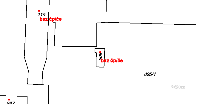 Čachovice 45296294 na parcele st. 308 v KÚ Čachovice, Katastrální mapa