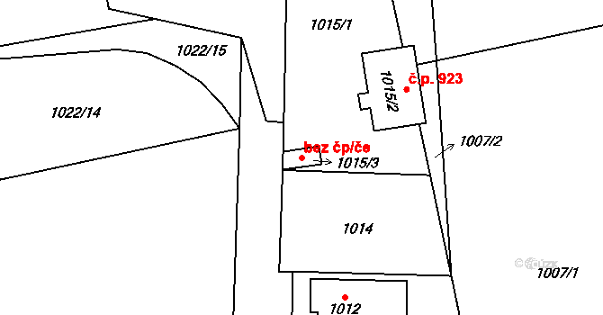 Hronov 48079294 na parcele st. 1015/3 v KÚ Hronov, Katastrální mapa