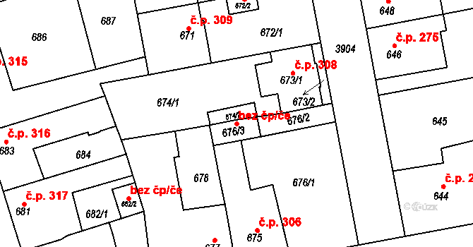 Praha 48890294 na parcele st. 676/3 v KÚ Horní Počernice, Katastrální mapa