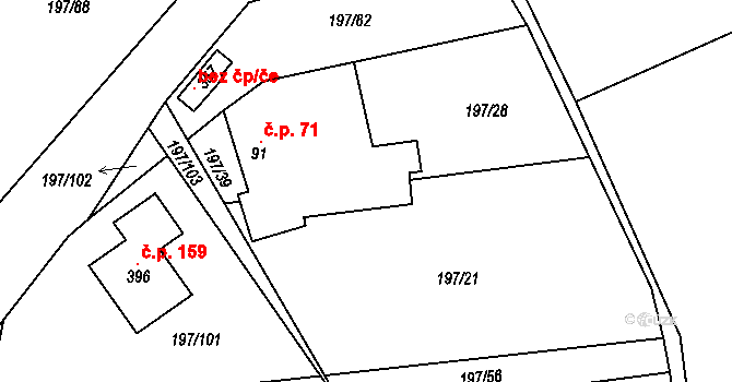 Malá Hraštice 49219294 na parcele st. 91 v KÚ Velká Hraštice, Katastrální mapa