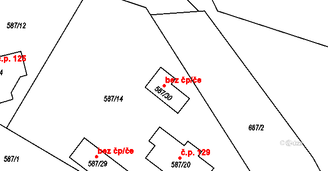 Libníč 54652294 na parcele st. 587/30 v KÚ Libníč, Katastrální mapa