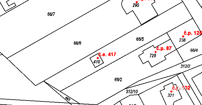 Černolice 417 na parcele st. 410 v KÚ Černolice, Katastrální mapa
