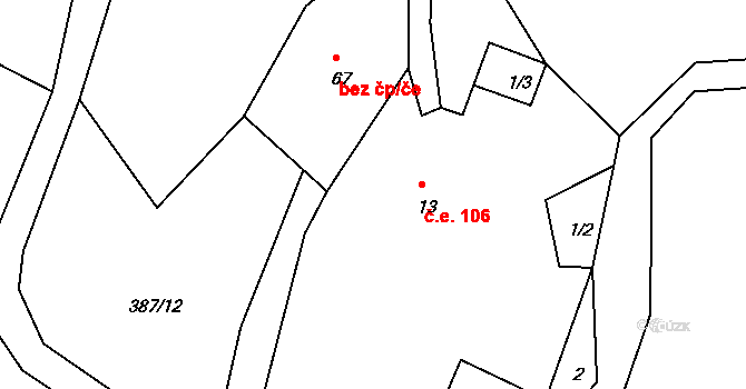 Lípa 106, Merklín na parcele st. 13 v KÚ Lípa, Katastrální mapa