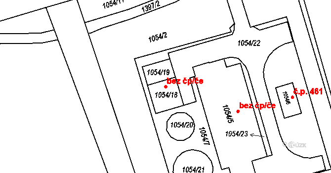 Žabčice 88117294 na parcele st. 1054/18 v KÚ Žabčice, Katastrální mapa