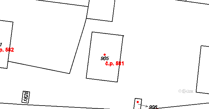 Světlá nad Sázavou 581 na parcele st. 905 v KÚ Světlá nad Sázavou, Katastrální mapa