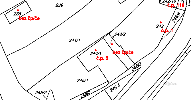 Bohumilice 2, Klobouky u Brna na parcele st. 244/1 v KÚ Bohumilice, Katastrální mapa