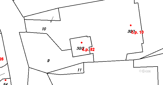 Kucíny 52, Příchovice na parcele st. 30/2 v KÚ Kucíny, Katastrální mapa