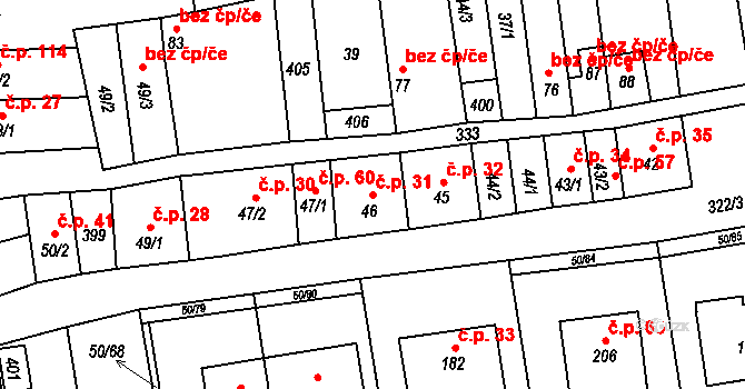 Doloplazy 31 na parcele st. 46 v KÚ Doloplazy, Katastrální mapa