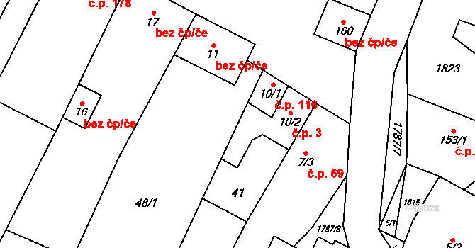 Bohutice 116 na parcele st. 10/1 v KÚ Bohutice, Katastrální mapa
