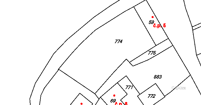 Silvánka 5, Uhlířské Janovice na parcele st. 59 v KÚ Mitrov u Uhlířských Janovic, Katastrální mapa
