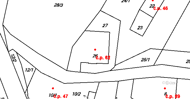 Lukášov 62, Jablonec nad Nisou na parcele st. 26 v KÚ Lukášov, Katastrální mapa