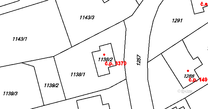 Mšeno nad Nisou 3370, Jablonec nad Nisou na parcele st. 1138/2 v KÚ Mšeno nad Nisou, Katastrální mapa
