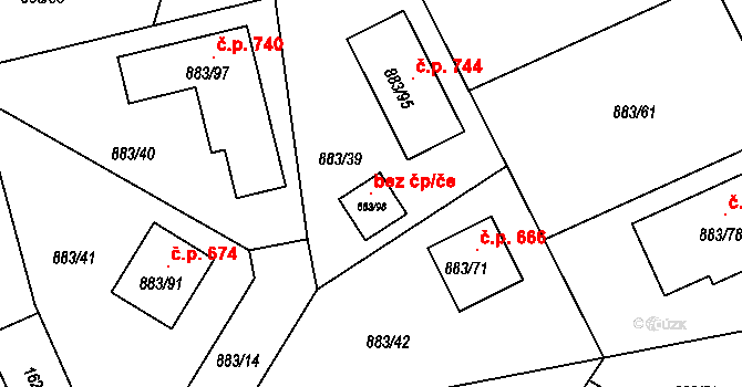 Hřebeč 121415295 na parcele st. 883/98 v KÚ Hřebeč, Katastrální mapa