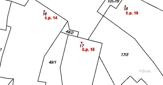 Strachoňovice 15 na parcele st. 17 v KÚ Strachoňovice, Katastrální mapa