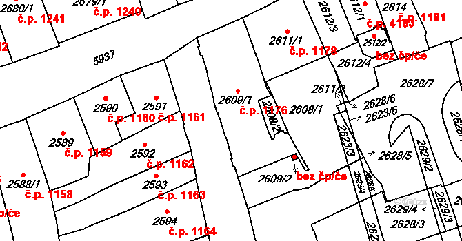Jihlava 1176 na parcele st. 2609/1 v KÚ Jihlava, Katastrální mapa