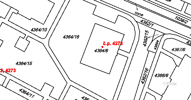 Jihlava 4278 na parcele st. 4364/6 v KÚ Jihlava, Katastrální mapa