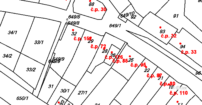 Opatovice 126, Vyškov na parcele st. 28 v KÚ Opatovice u Vyškova, Katastrální mapa