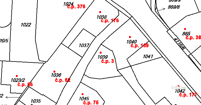 Podmoklice 3, Semily na parcele st. 1039 v KÚ Semily, Katastrální mapa