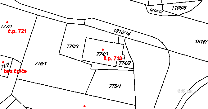 Šenov 710 na parcele st. 774/1 v KÚ Šenov u Ostravy, Katastrální mapa