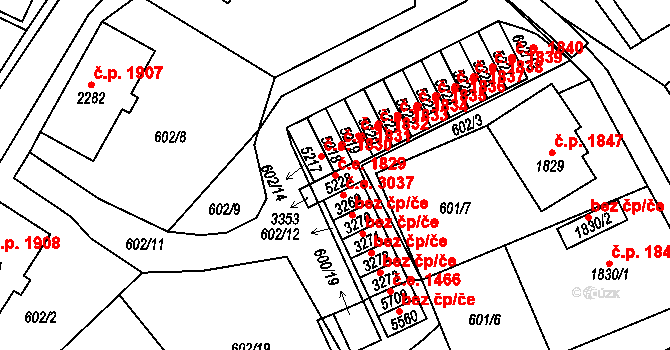 Cheb 1829 na parcele st. 5228 v KÚ Cheb, Katastrální mapa