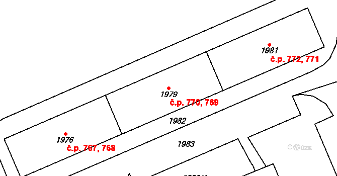 Chodov 769,770 na parcele st. 1979 v KÚ Dolní Chodov, Katastrální mapa