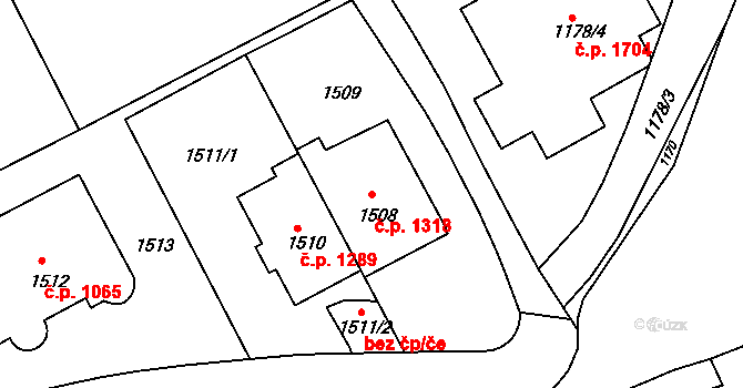 Nusle 1318, Praha na parcele st. 1508 v KÚ Nusle, Katastrální mapa