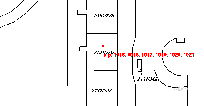 Stodůlky 1916,1917,1918,1919,, Praha na parcele st. 2131/226 v KÚ Stodůlky, Katastrální mapa
