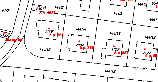 Sezimovo Ústí 856 na parcele st. 2034 v KÚ Sezimovo Ústí, Katastrální mapa