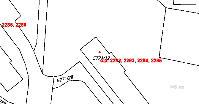 Česká Lípa 2292,2293,2294,2295 na parcele st. 5771/12 v KÚ Česká Lípa, Katastrální mapa