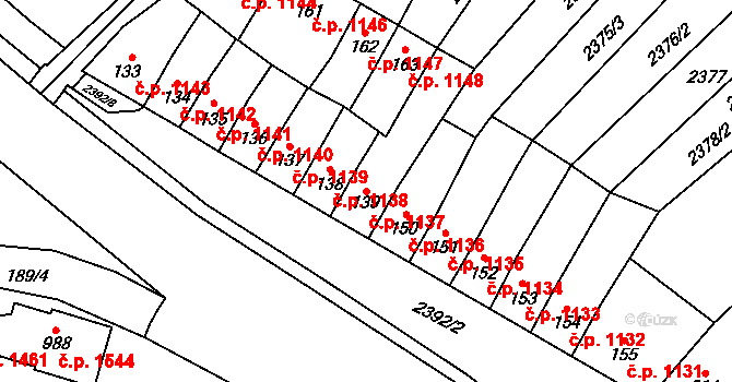 Ivančice 1137 na parcele st. 139 v KÚ Kounické Předměstí, Katastrální mapa
