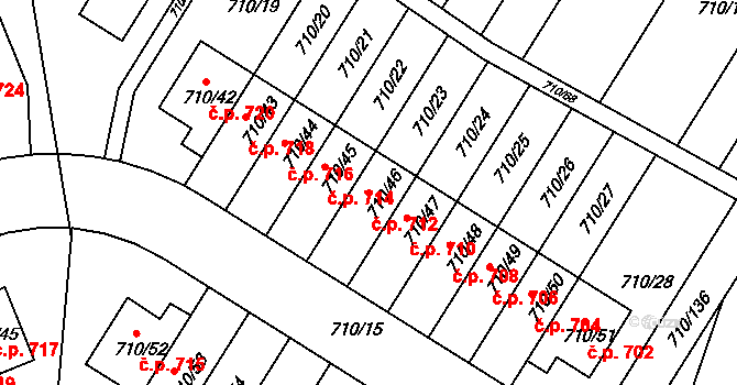 Poříčí 712, Boršov nad Vltavou na parcele st. 710/46 v KÚ Boršov nad Vltavou, Katastrální mapa