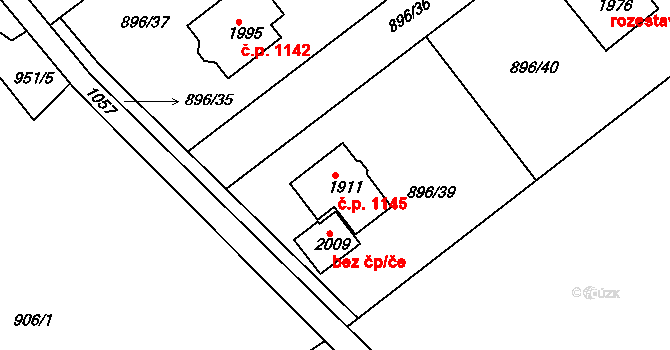 Světlá nad Sázavou 1145 na parcele st. 1911 v KÚ Světlá nad Sázavou, Katastrální mapa