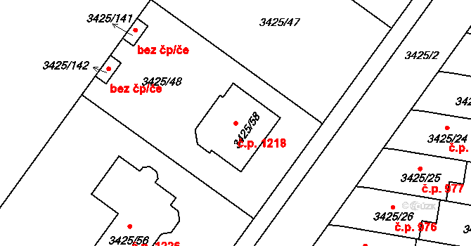 Rohatec 1218 na parcele st. 3425/58 v KÚ Rohatec, Katastrální mapa