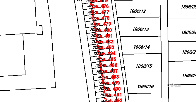 Podbořany 485 na parcele st. 782/90 v KÚ Podbořany, Katastrální mapa