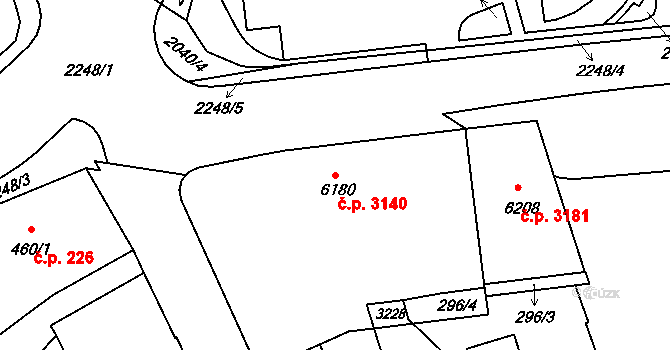 Šumperk 3140 na parcele st. 6180 v KÚ Šumperk, Katastrální mapa