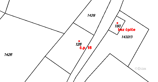 Rousínov 16, Kozmice na parcele st. 126 v KÚ Kozmice u Benešova, Katastrální mapa