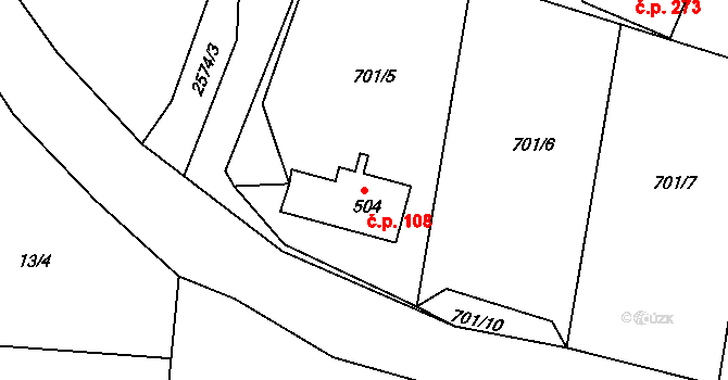 Libá 108 na parcele st. 504 v KÚ Libá, Katastrální mapa
