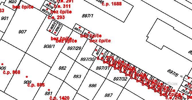 Předměstí 279, Litoměřice na parcele st. 897/13 v KÚ Litoměřice, Katastrální mapa
