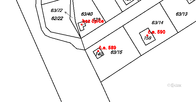 Dobkov 589, Chotěboř na parcele st. 140 v KÚ Dobkov, Katastrální mapa