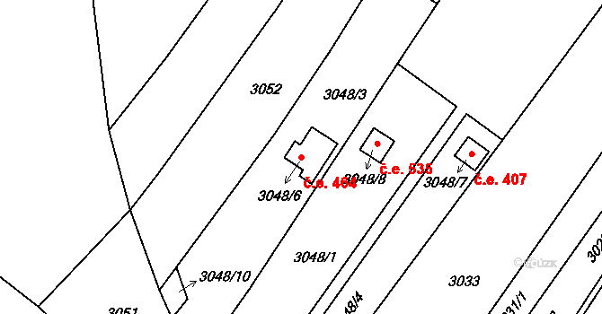 Bosonohy 464, Brno na parcele st. 3048/6 v KÚ Bosonohy, Katastrální mapa