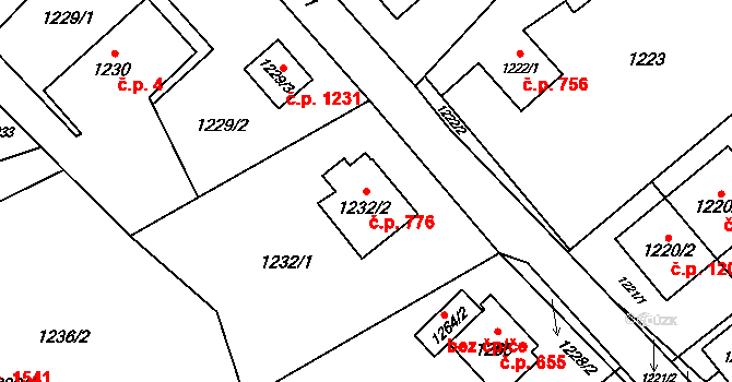 Svinov 776, Ostrava na parcele st. 1232/2 v KÚ Svinov, Katastrální mapa
