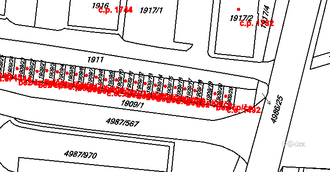 Louny 41885295 na parcele st. 1909/15 v KÚ Louny, Katastrální mapa