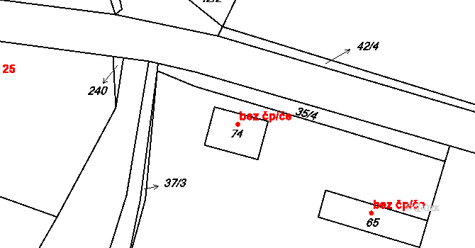 Boharyně 43476295 na parcele st. 74 v KÚ Zvíkov nad Bystřicí, Katastrální mapa