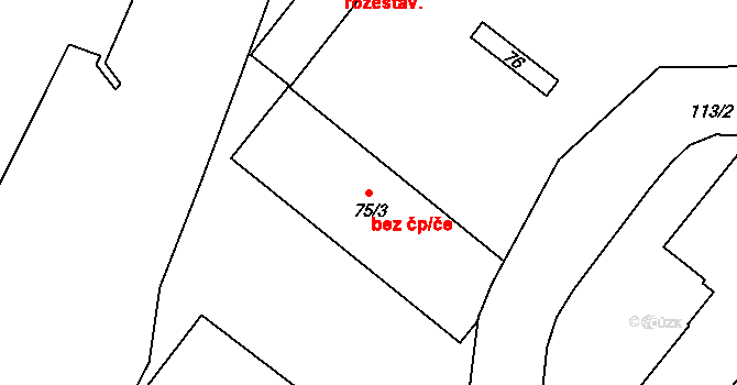 Příbor 44894295 na parcele st. 75/3 v KÚ Klokočov u Příbora, Katastrální mapa