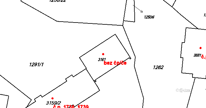 Rožnov pod Radhoštěm 45646295 na parcele st. 3161 v KÚ Rožnov pod Radhoštěm, Katastrální mapa